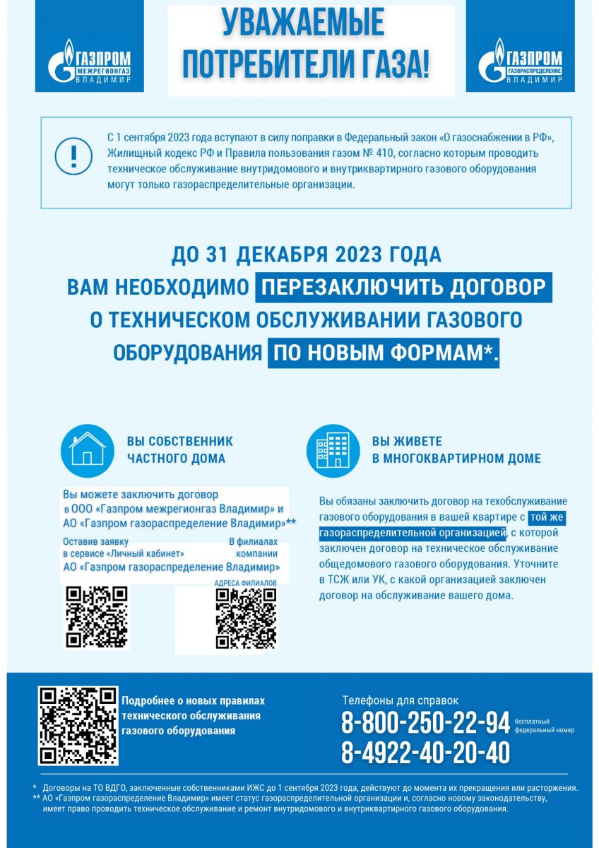 kommunarmelenki.ru - До 31 декабря 2023 года всем потребителям природного  газа необходимо перезаключить договоры на техническое обслуживание газового  оборудования