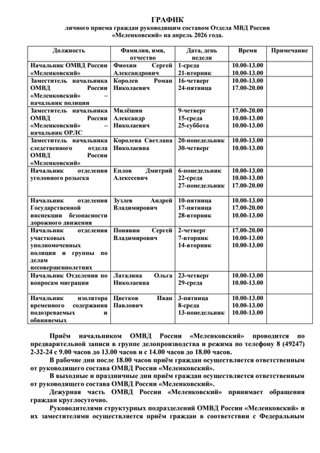 ГРАФИК ПРИЕМА ГРАЖДАН СМИ 1